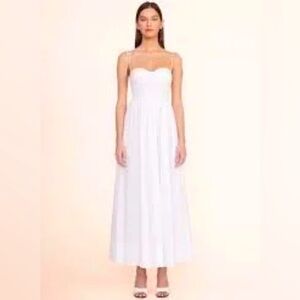 New NWT STAUD Landry White Corset Drop Waist Midi Dress Size S